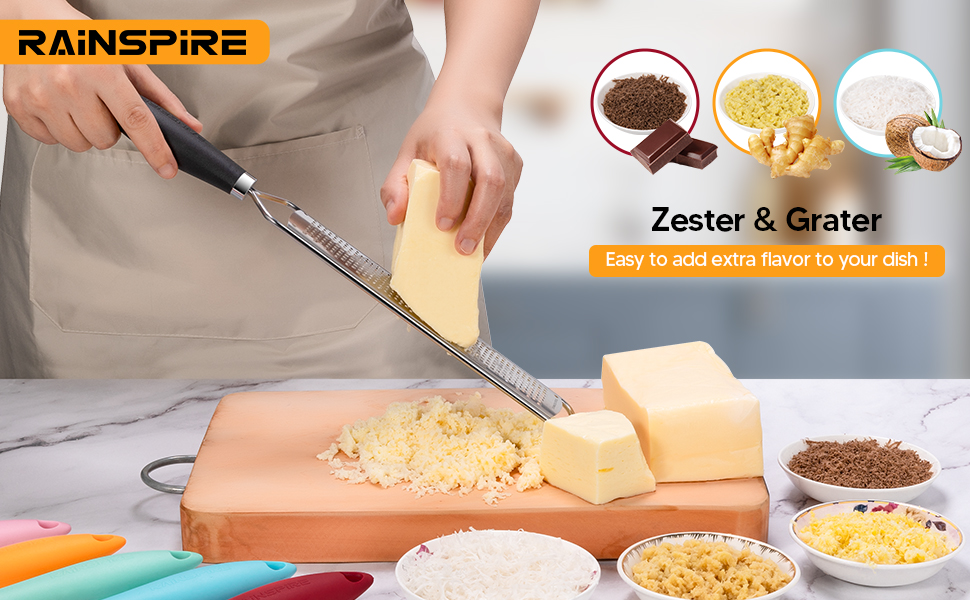 Upgraded Citrus Lemon Zester Grater, Easy Clean Dishwasher Safe, for Ginger Garlic Parmesan Cheese, 304 Stainless Steel Blade, Protect Cover, Baking Supplies, Black