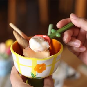 Coloch 5Pcs Ceramic Measuring Spoons and Cup, Flower Baking Scale Spoons with Base Set for Dry and Liquid Ingredient, 1/4 tsp, 1/2 tsp, 1 tsp, 1 Tbsp