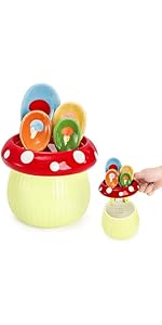 Coloch 5Pcs Ceramic Measuring Spoons and Cup, Flower Baking Scale Spoons with Base Set for Dry and Liquid Ingredient, 1/4 tsp, 1/2 tsp, 1 tsp, 1 Tbsp