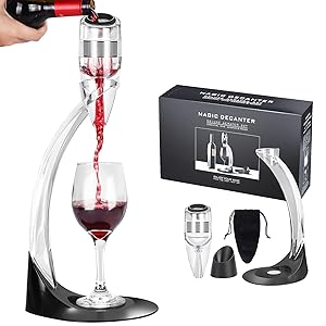 D&Slifei Red Wine Aerator Pourer and Decanter with Unique Aeration Device – Quickly Enhances Wine Flavors for a Smoother Finish, Ideal Gift for Wine Lovers & Sommeliers (Black)