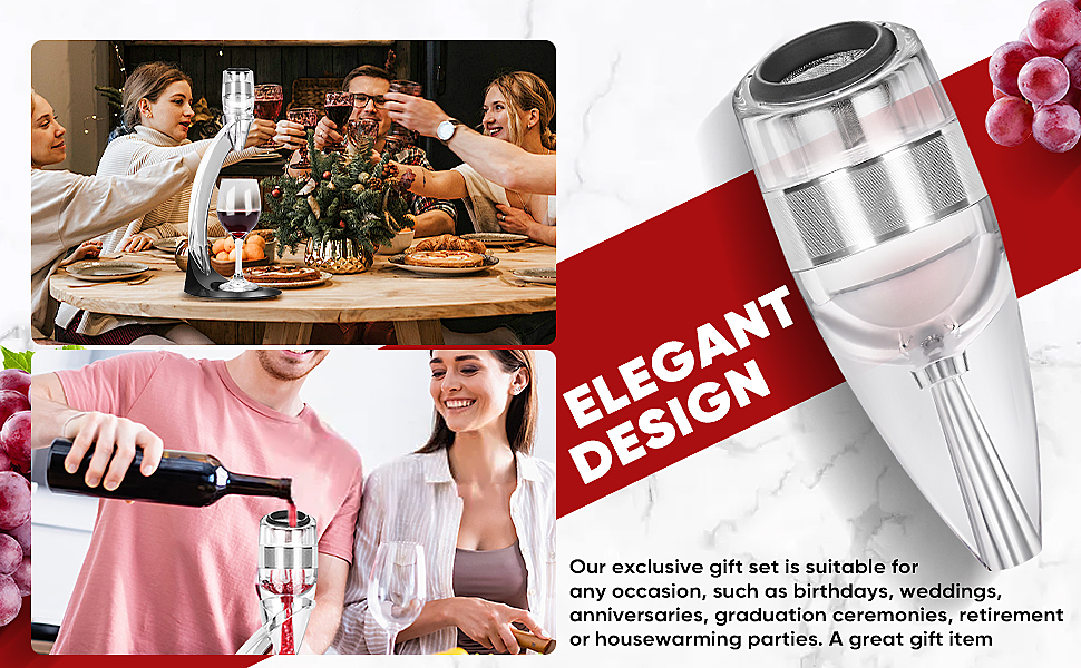 D&Slifei Red Wine Aerator Pourer and Decanter with Unique Aeration Device – Quickly Enhances Wine Flavors for a Smoother Finish, Ideal Gift for Wine Lovers & Sommeliers (Black)