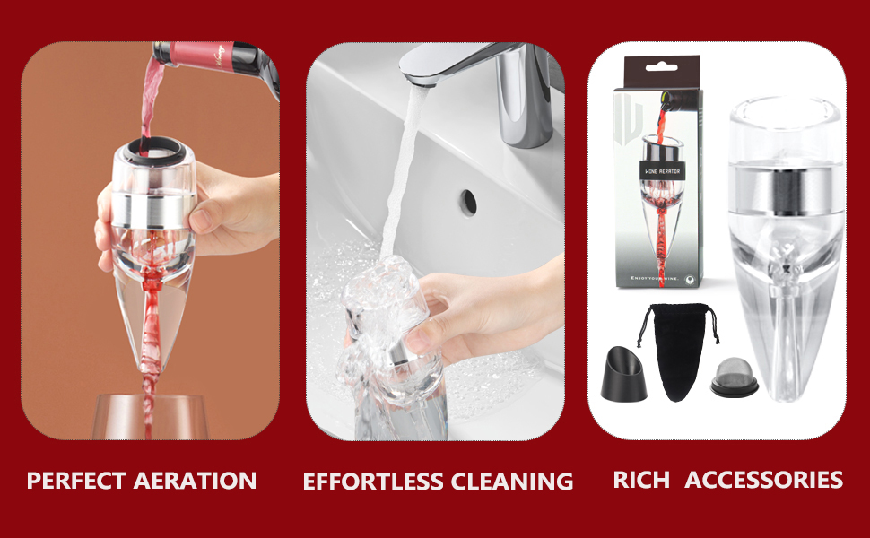 D&Slifei Red Wine Aerator Pourer and Decanter with Unique Aeration Device – Quickly Enhances Wine Flavors for a Smoother Finish, Ideal Gift for Wine Lovers & Sommeliers (Black)