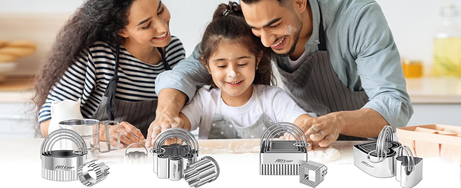 ALLTOP Round Biscuit Cutters with Handle, Stainless Steel Baking Essential Tool for Effortless Circle Cookie Shaping,Pastry,Cake Decoration Creation–Precise Cut for Dumpling,Scone, Donut-5 Pcs