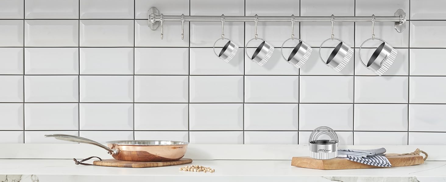 ALLTOP Round Biscuit Cutters with Handle, Stainless Steel Baking Essential Tool for Effortless Circle Cookie Shaping,Pastry,Cake Decoration Creation–Precise Cut for Dumpling,Scone, Donut-5 Pcs