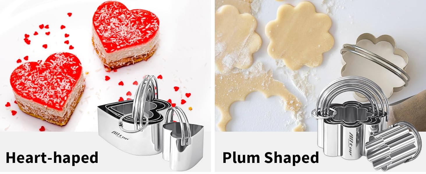 ALLTOP Round Biscuit Cutters with Handle, Stainless Steel Baking Essential Tool for Effortless Circle Cookie Shaping,Pastry,Cake Decoration Creation–Precise Cut for Dumpling,Scone, Donut-5 Pcs