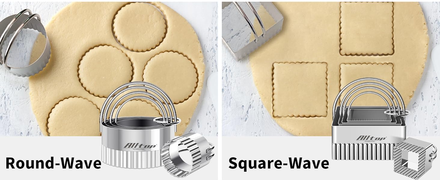 ALLTOP Round Biscuit Cutters with Handle, Stainless Steel Baking Essential Tool for Effortless Circle Cookie Shaping,Pastry,Cake Decoration Creation–Precise Cut for Dumpling,Scone, Donut-5 Pcs