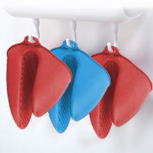 NEPAK 2 Pairs Oven Mitts Heat Resistant,Mini Silicone Oven Gloves,Pinch Grips Mitts Potholder for Kitchen Cooking & Baking (Red and Blue)