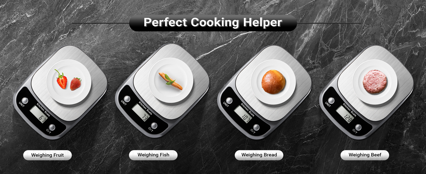 Food Kitchen Scale Digital Weight Grams and Oz，Professional Digital Kitchen Food Scales 10kg/1g for Weight Loss Dieting Baking Cooking,Stainless Steel Weighing Platform,LCD Display