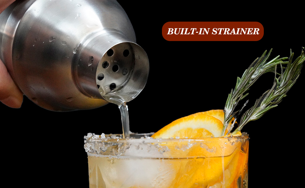 Zrorgons Stainless Steel Cocktail Shaker - Classic Martini Mixer with Built-in Strainer, Perfect for Home Bar or Bartender Gift - Compact and Portable 11.8oz (350ml) Size for Single Martinis