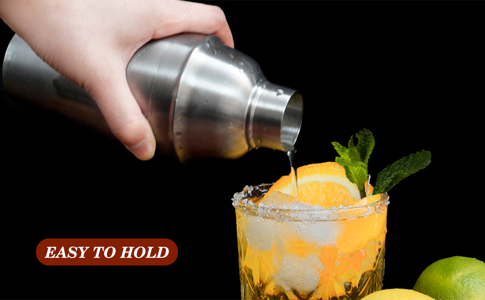 Zrorgons Stainless Steel Cocktail Shaker - Classic Martini Mixer with Built-in Strainer, Perfect for Home Bar or Bartender Gift - Compact and Portable 11.8oz (350ml) Size for Single Martinis