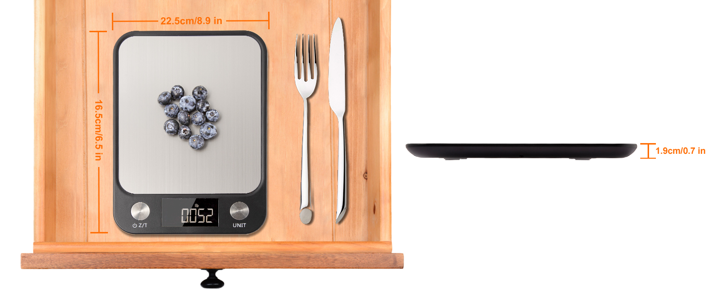 Brigii Food Scale,Digital Kitchen Scale, Stainless Steel, Weight in Grams, Ounces, Milliliters and Pounds, Ideal for Meal Prep, Cooking, and Baking