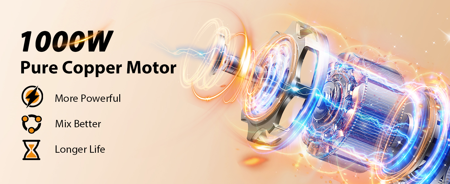 KOIOS Immersion Blender, 1000W Anti-scratch 3-in-1 Hand Blender, Upgraded 12 Speed Stainless Steel Blade Stick Blenders with Turbo Mode, Whisk and Milk Frother, Non-BPA