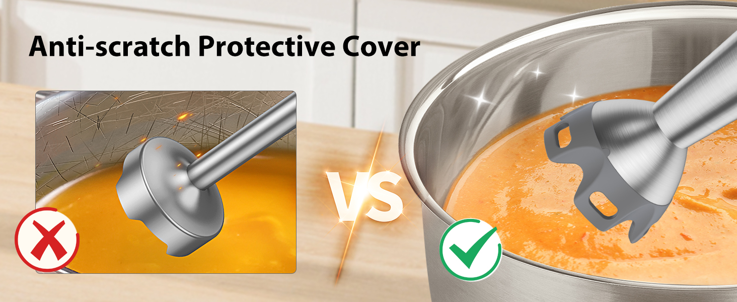 KOIOS Immersion Blender, 1000W Anti-scratch 3-in-1 Hand Blender, Upgraded 12 Speed Stainless Steel Blade Stick Blenders with Turbo Mode, Whisk and Milk Frother, Non-BPA