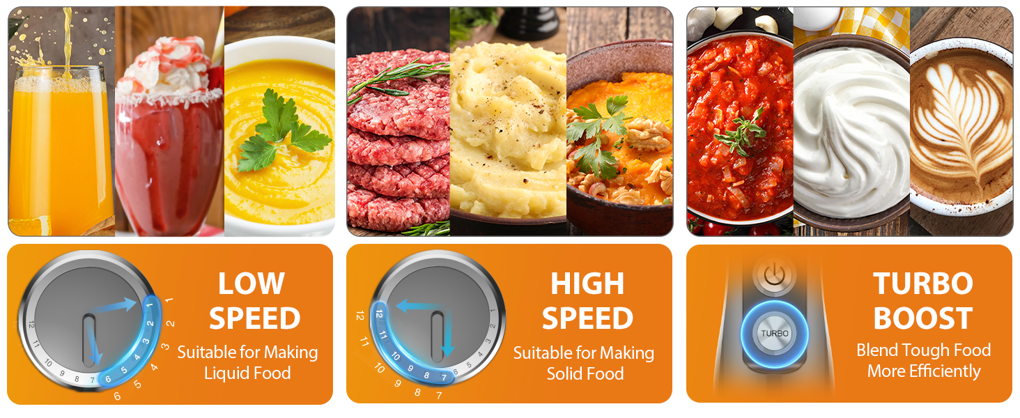 KOIOS Immersion Blender, 1000W Anti-scratch 3-in-1 Hand Blender, Upgraded 12 Speed Stainless Steel Blade Stick Blenders with Turbo Mode, Whisk and Milk Frother, Non-BPA