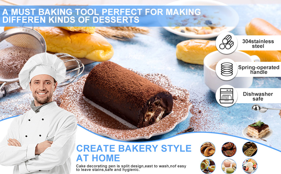 Flour Sifter Stainless Steel,3 Cup Flour Sifters for Baking,3 in1 Sifter for Baking with Powdered Sugar Shaker Duster, Flour Shaker Duster for Baking Cakes, Pastries, Pies, Cupcakes and Desserts