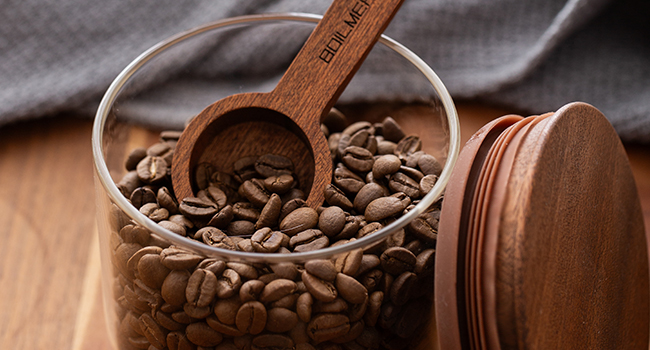 17 oz Coffee Canister with Scoop and Wooden Lids, Airtight Glass Coffee Beans Storage Container Sets of 2 for Ground Coffee,Food Storge Jars for Ground Coffee Bar Cereal Snack