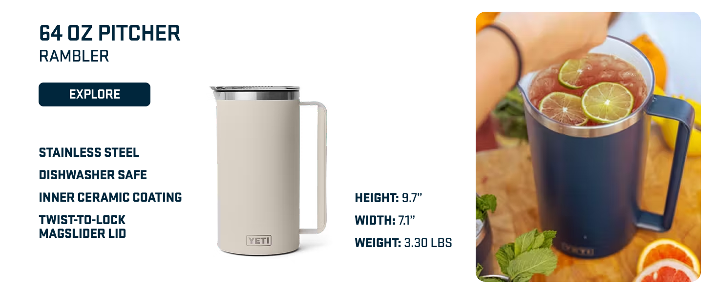 YETI Rambler 20 oz Cocktail Shaker, Stainless Steel, Vacuum Insulated, Big Wave Blue