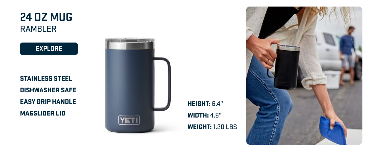 YETI Rambler 20 oz Cocktail Shaker, Stainless Steel, Vacuum Insulated, Big Wave Blue