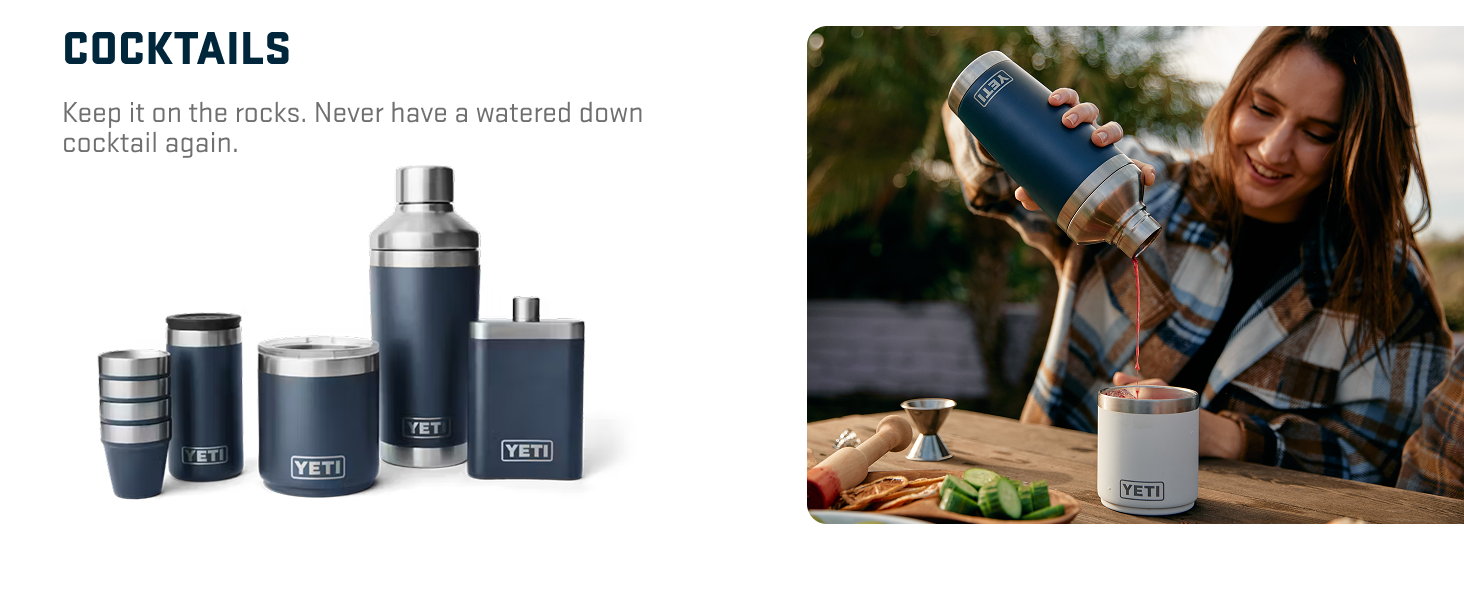 YETI Rambler 20 oz Cocktail Shaker, Stainless Steel, Vacuum Insulated, Big Wave Blue