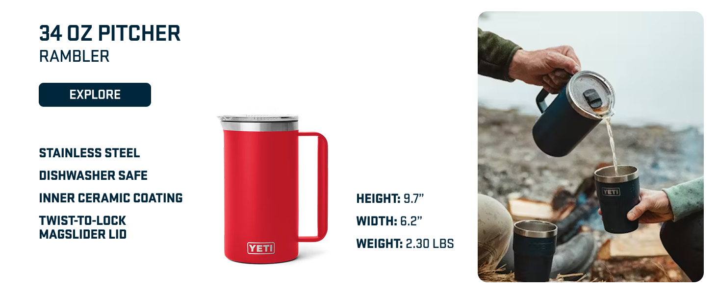 YETI Rambler 20 oz Cocktail Shaker, Stainless Steel, Vacuum Insulated, Big Wave Blue