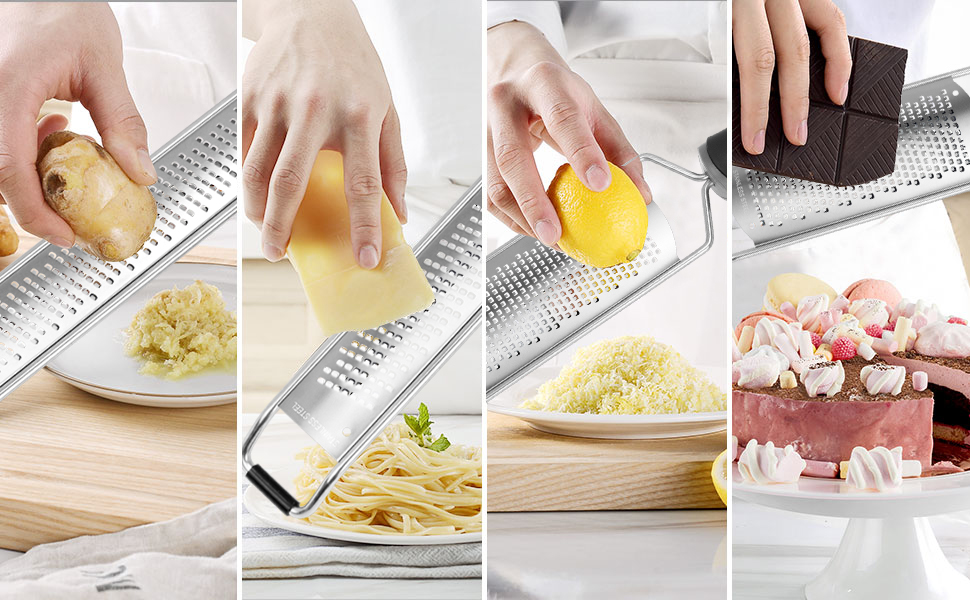 Lemon Zester Grater with Handle, Fine Graters for Kitchen, Cheese Grater Handheld, Hand Grater Zester Tool Stainless Steel