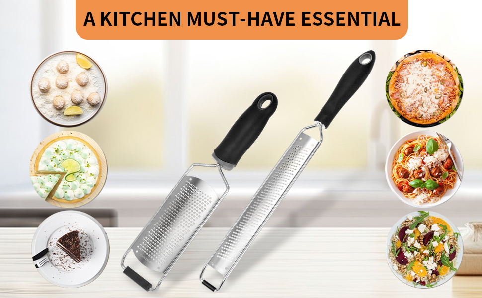 Lemon Zester Grater with Handle, Fine Graters for Kitchen, Cheese Grater Handheld, Hand Grater Zester Tool Stainless Steel