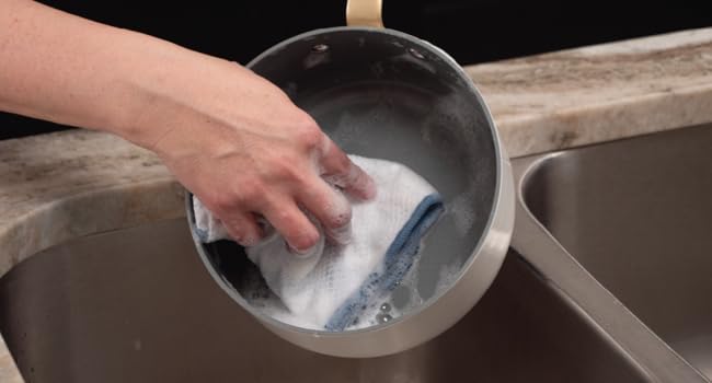 S&T INC. Dish Cloths for Washing Dishes, Microfiber Cleaning Cloth for Home, Blue/Plaid, 12 in. x 12 in., 6PK Includes 3X Dish Scrubber, 3X Solid Cloths