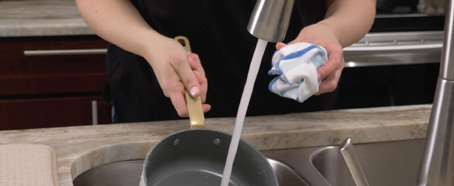 S&T INC. Dish Cloths for Washing Dishes, Microfiber Cleaning Cloth for Home, Blue/Plaid, 12 in. x 12 in., 6PK Includes 3X Dish Scrubber, 3X Solid Cloths