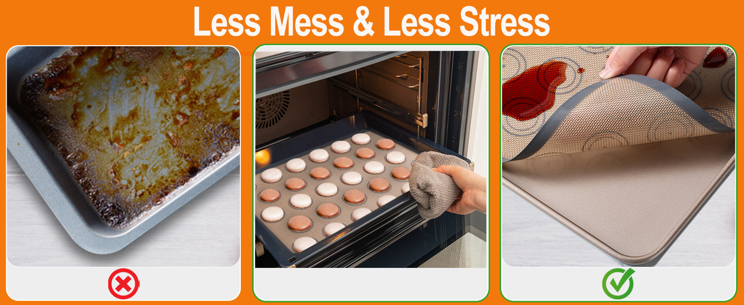 Angadona Macaron Silicone Baking Mats Kit (16pcs set) Macaroon Baking Mat Set of 2 Half Sheet Macaron Silicone Mat Nonstick Macaron Mat Sheet,6 Piping Tip,2 Piping Bag with 3 Bag Tie,2 coupler