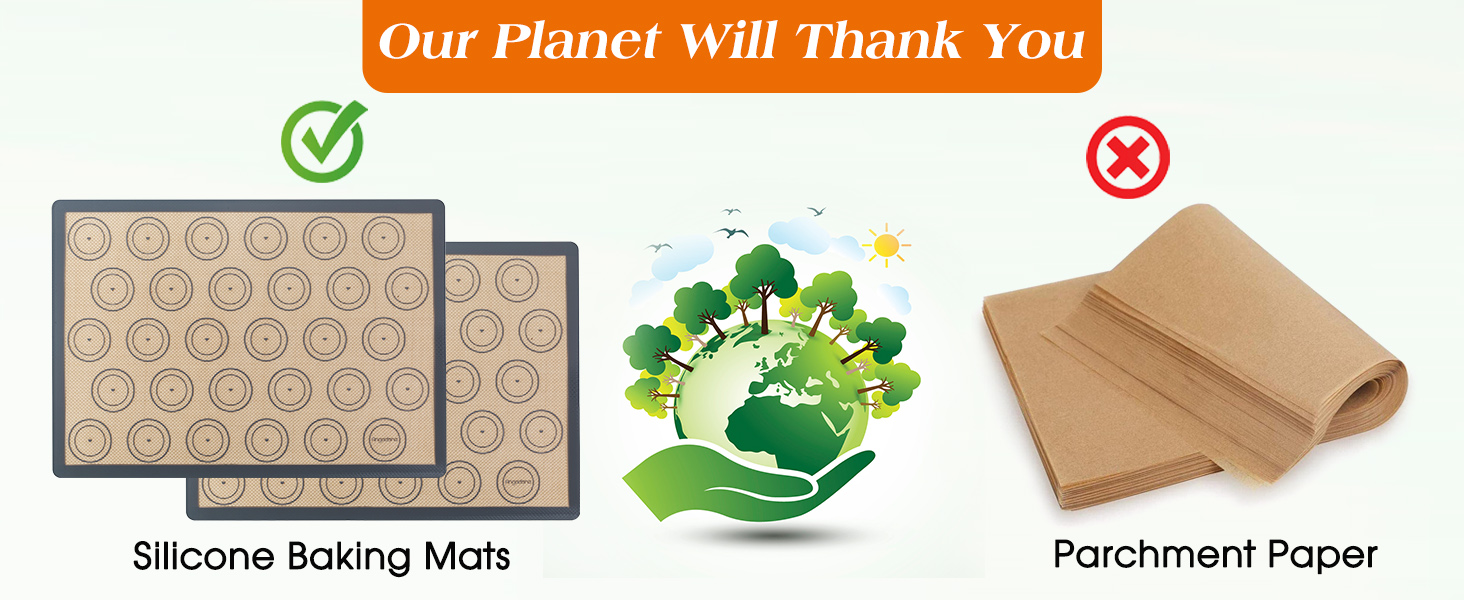 Angadona Macaron Silicone Baking Mats Kit (16pcs set) Macaroon Baking Mat Set of 2 Half Sheet Macaron Silicone Mat Nonstick Macaron Mat Sheet,6 Piping Tip,2 Piping Bag with 3 Bag Tie,2 coupler