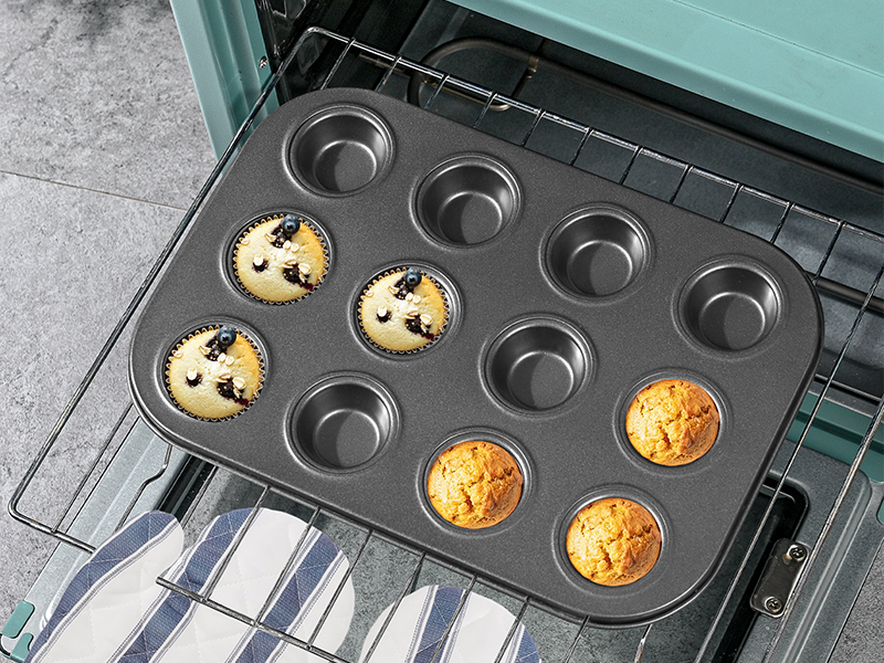 Mini Muffin Pan, Premium Small Cupcake Pans, Carbon Steel 12-Cup Muffin Tin, Versatile Non-Stick Bakeware