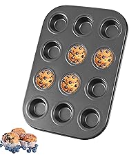 Mini Muffin Pan, Premium Small Cupcake Pans, Carbon Steel 12-Cup Muffin Tin, Versatile Non-Stick Bakeware