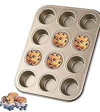 Mini Muffin Pan, Premium Small Cupcake Pans, Carbon Steel 12-Cup Muffin Tin, Versatile Non-Stick Bakeware