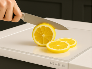 Acrylic Cutting Board with Counter Lip, Clear Cutting Boards for Countertop Protector, Non-Slip Cutting Board for Kitchen Counter, Aesthetic Kitchen Decor Gadgets House Warming Gifts(16.1"x12.5")