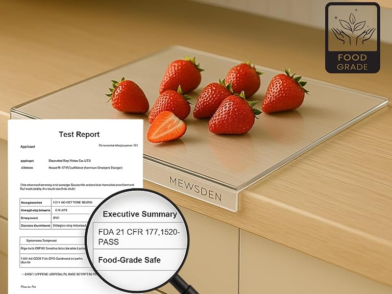 Acrylic Cutting Board with Counter Lip, Clear Cutting Boards for Countertop Protector, Non-Slip Cutting Board for Kitchen Counter, Aesthetic Kitchen Decor Gadgets House Warming Gifts(16.1"x12.5")