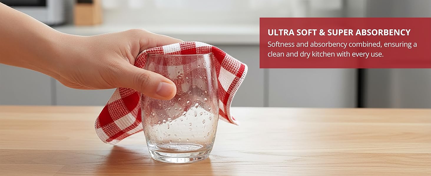 PurpleEssences Waffle Weave Plaid Dish Cloths, 100% Cotton, 12x12 Inch, Soft Absorbent Quick Drying Buffalo Check Dish Rags for Kitchen, 6 Pack, Spring Easter Summer - Black and White