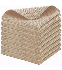 PurpleEssences Waffle Weave Plaid Dish Cloths, 100% Cotton, 12x12 Inch, Soft Absorbent Quick Drying Buffalo Check Dish Rags for Kitchen, 6 Pack, Spring Easter Summer - Black and White