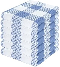 PurpleEssences Waffle Weave Plaid Dish Cloths, 100% Cotton, 12x12 Inch, Soft Absorbent Quick Drying Buffalo Check Dish Rags for Kitchen, 6 Pack, Spring Easter Summer - Black and White