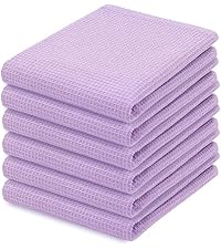 PurpleEssences Waffle Weave Plaid Dish Cloths, 100% Cotton, 12x12 Inch, Soft Absorbent Quick Drying Buffalo Check Dish Rags for Kitchen, 6 Pack, Spring Easter Summer - Black and White