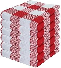 PurpleEssences Waffle Weave Plaid Dish Cloths, 100% Cotton, 12x12 Inch, Soft Absorbent Quick Drying Buffalo Check Dish Rags for Kitchen, 6 Pack, Spring Easter Summer - Black and White