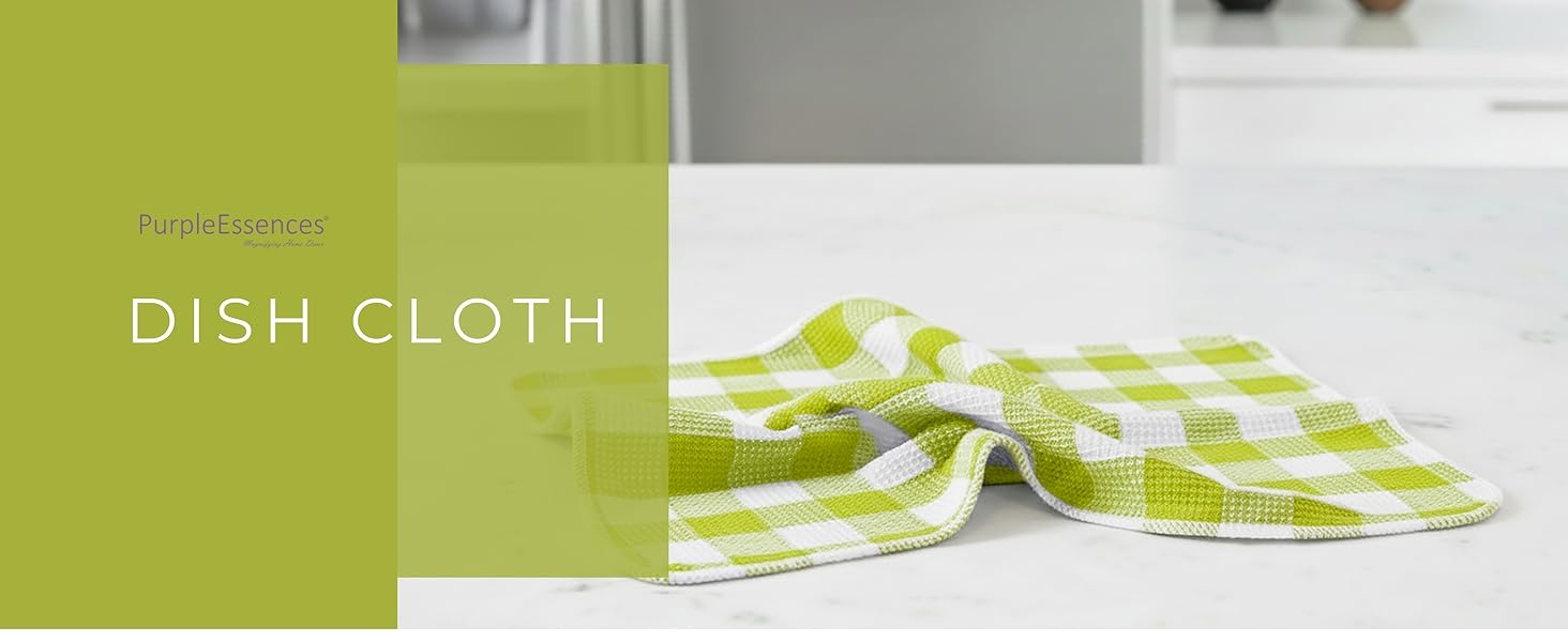 PurpleEssences Waffle Weave Plaid Dish Cloths, 100% Cotton, 12x12 Inch, Soft Absorbent Quick Drying Buffalo Check Dish Rags for Kitchen, 6 Pack, Spring Easter Summer - Black and White