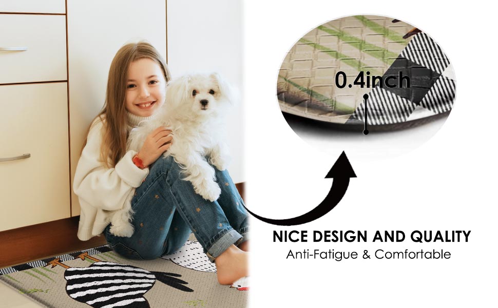 Anti-Fatigue Rooster Kitchen Rug Set of 2 Cushioned Chicken Rug for Floor, Farmhouse Standing Mat Waterproof Non-Slip Mat PVC Ergonomic Comfort Foam Kitchen Decor