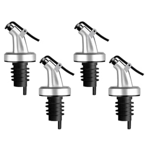 Press Oil Stopper Sauce Bottle Nozzle - Leak-Resistant Olive Oil Pourer Spout for Kitchen Bottles - Versatile Wine Stopper and Pourer for Oils Vinegar Syrups - Fits Standard 3.26In Bottles