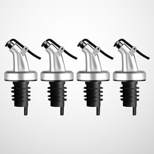 Press Oil Stopper Sauce Bottle Nozzle - Leak-Resistant Olive Oil Pourer Spout for Kitchen Bottles - Versatile Wine Stopper and Pourer for Oils Vinegar Syrups - Fits Standard 3.26In Bottles