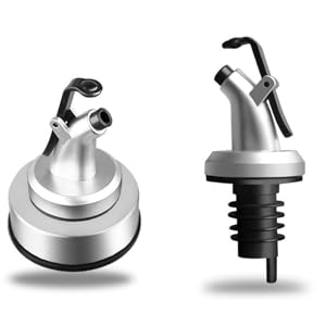 Press Oil Stopper Sauce Bottle Nozzle - Leak-Resistant Olive Oil Pourer Spout for Kitchen Bottles - Versatile Wine Stopper and Pourer for Oils Vinegar Syrups - Fits Standard 3.26In Bottles