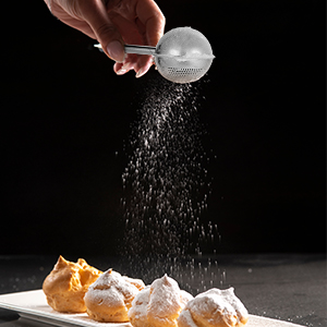 Flour Sifter, Stainless Steel Flour Sifter for Baking, One Handed Operation Baking Sifters, Great Flour Sieve Bakers Dusting Wand for Quick Sifting Cakes and Spices XVBITOR