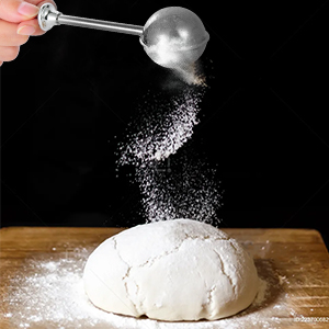 Flour Sifter, Stainless Steel Flour Sifter for Baking, One Handed Operation Baking Sifters, Great Flour Sieve Bakers Dusting Wand for Quick Sifting Cakes and Spices XVBITOR