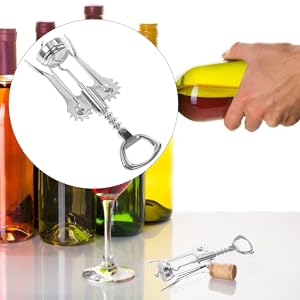 Wing Wine Corkscrew Premium Manual Bottle Opener for Parties Elegant Two-one Design for Wine and Beer Stainless Steel Construction Convenient for Home Use