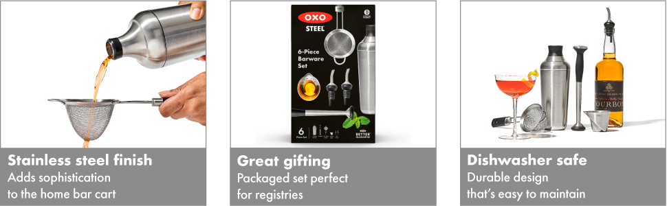 OXO Steel 6-Piece Barware Set