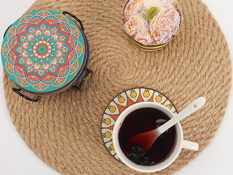 Cork Coasters Set of 8,Round Cork Coasters for Drinks,Colorful Coaster with Holder,Cute Bar Easter Coaster,Apartment Farmhouse Office Easter Decor,Birthday Gifts for Mom Grandma (Mandala 1)